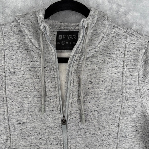 Figs Hoodie Women Small Scrub Gray On Shift Full Zip Medical Nurse Sweater Logo - Picture 5 of 16